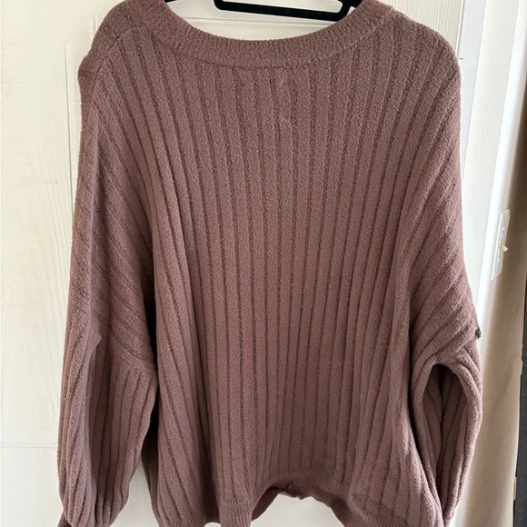 Women's Ribbed Knit Sweater - Mauve - Picture 2 of 3
